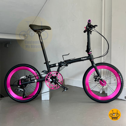 Basikal Lipat Fnhon Gust 20 Inci Matte Black Shimano 9 Kelajuan Lipat Kompak
