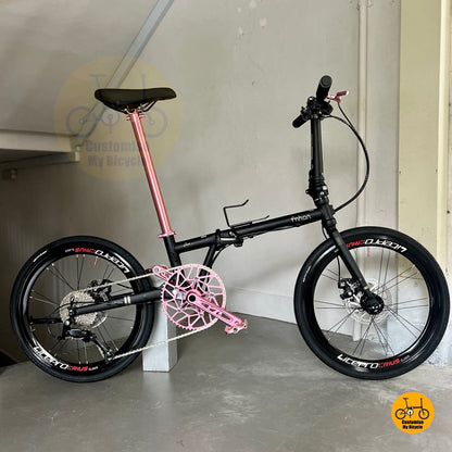 Basikal Lipat Fnhon Gust 22 Inci Matte Black Dengan Gear Shimano 9 Kelajuan Dan Rangka Keluli Chromoly
