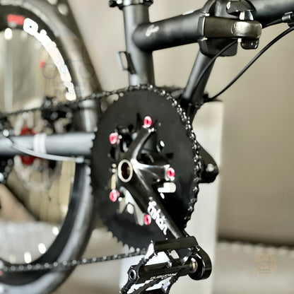 Fnhon Gust 22" Matte Black folding bike rear derailleur gearset detail