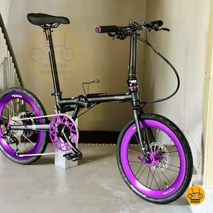 Fnhon Gust 20 Inch Matte Black Folding Bike With Shimano 9 Gears Hydraulic Brake Chromoly Steel Frame For City Riding