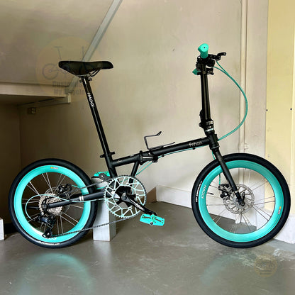 Fnhon Gust 20 inch Matte Black 折叠自行车 搭配 Shimano 9 gears 轻量便携设计