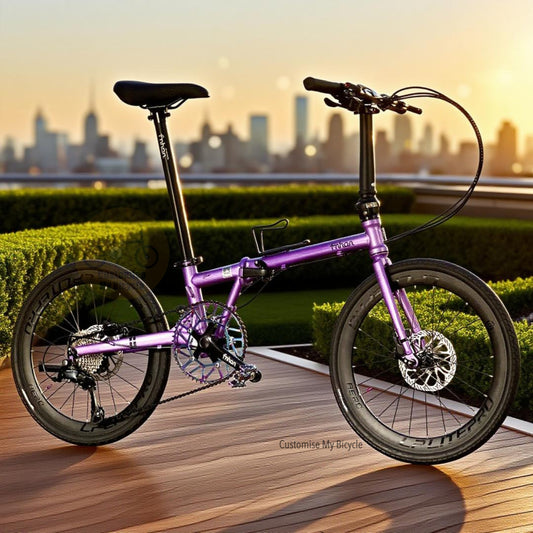 Fnhon Gust 22 Inch Lavender Purple Folding Bike with Chromoly Steel Frame and Shimano 9 Gears
