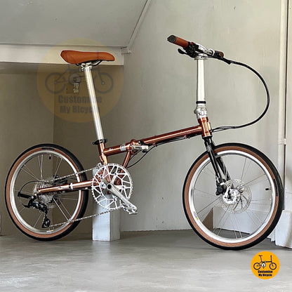 风行蚂蚁腿 fgd2018 20寸 折叠车 玫瑰金 禧玛诺9速 液压碟刹 轻量城市代步