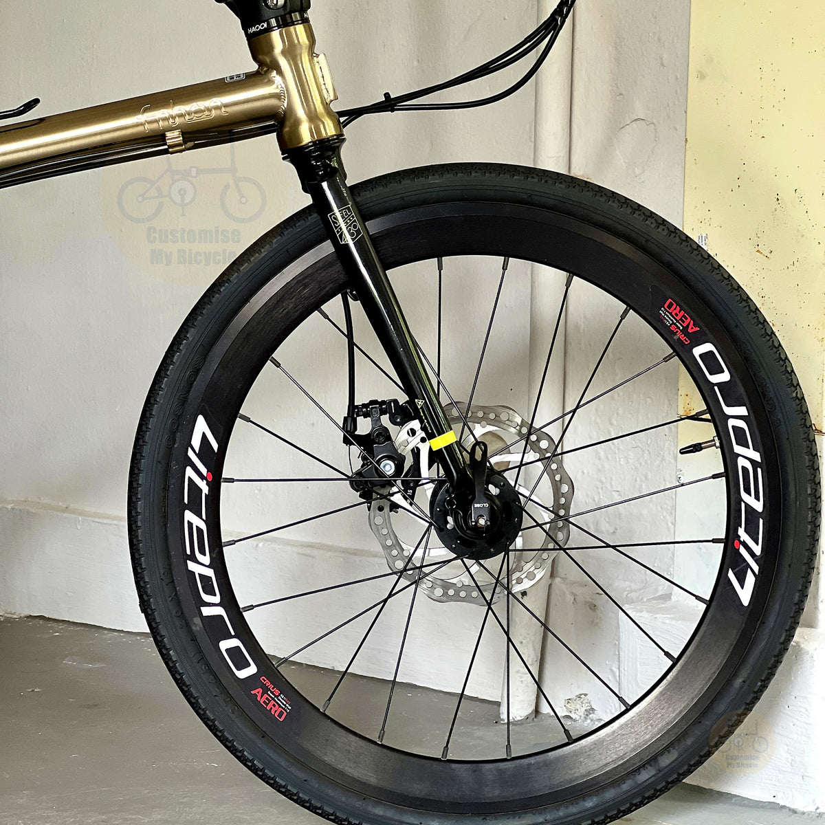 Fnhon Gust 22" Titanium Gold folding bike frame material colour detail