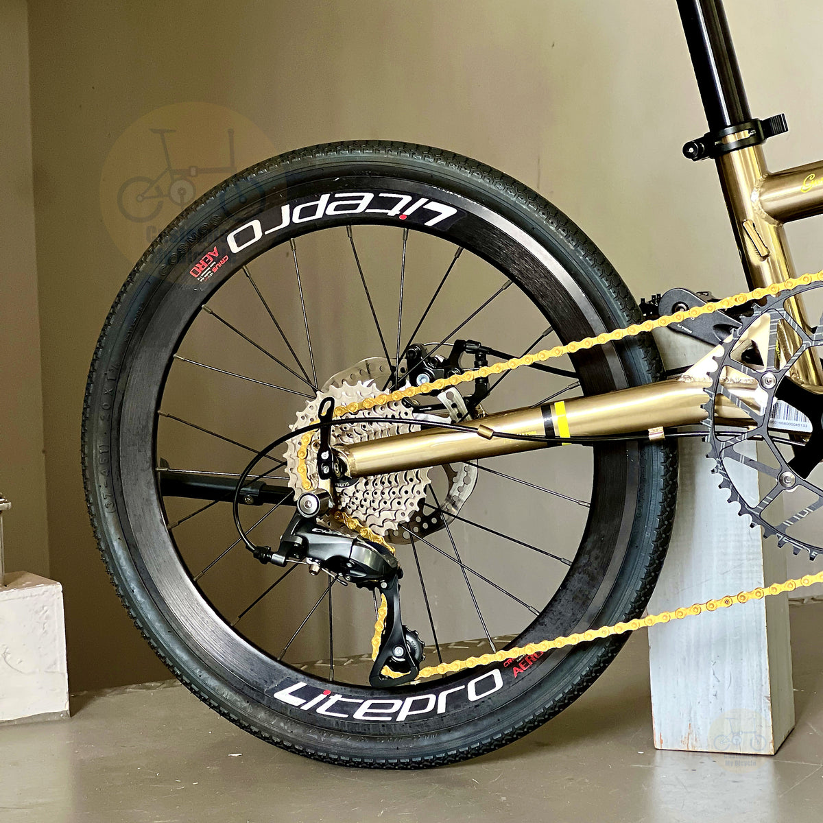 Fnhon Gust 22" Titanium Gold foldable bicycle with Shimano 9 gears