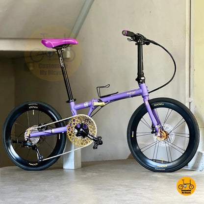 风行蚂蚁腿 fgd 22寸 折叠自行车 紫色 禧玛诺 9速 钢架