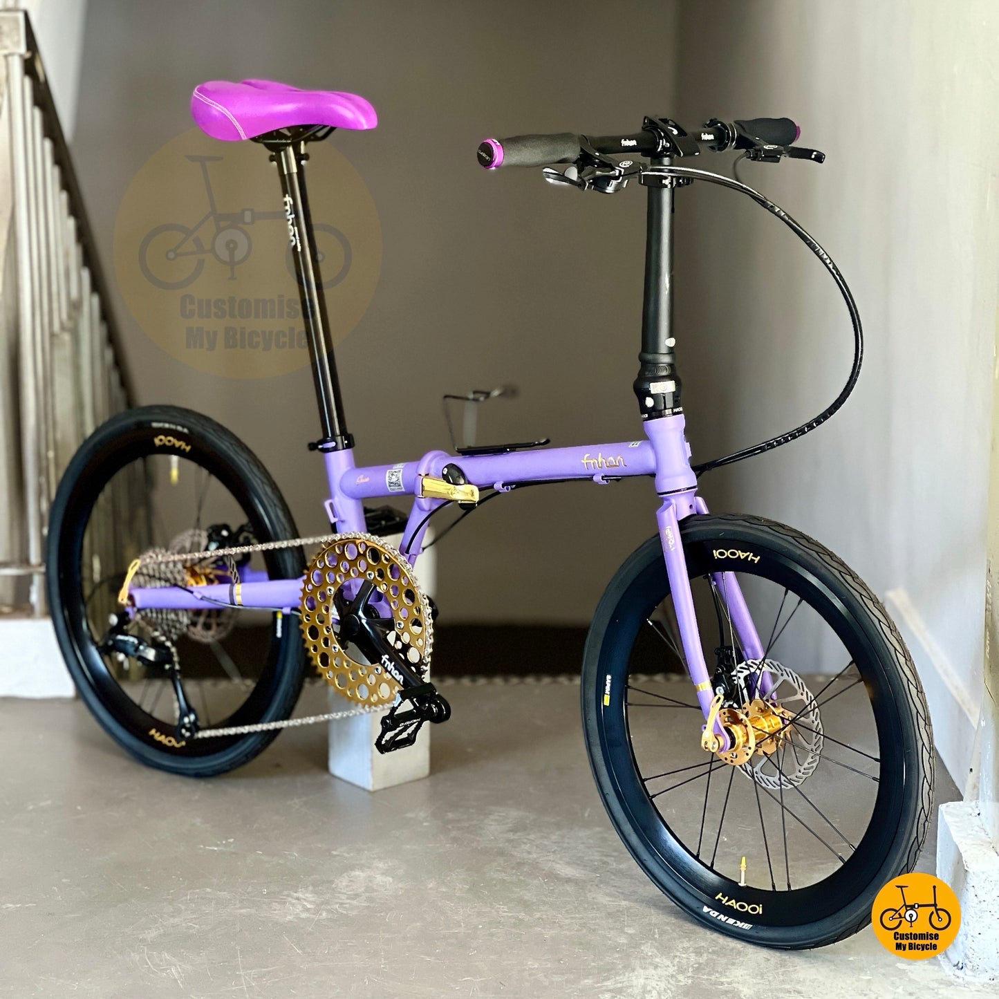 Fnhon Gust 22 Inch Folding Bicycle Velvet Purple With Shimano 9 Speed And Aero Wheels
