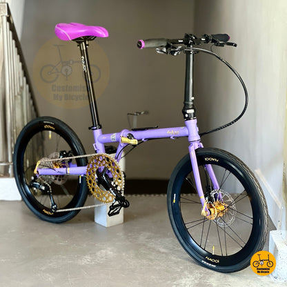 Fnhon Gust 22 Inch Folding Bicycle Velvet Purple With Shimano 9 Speed And Aero Wheels
