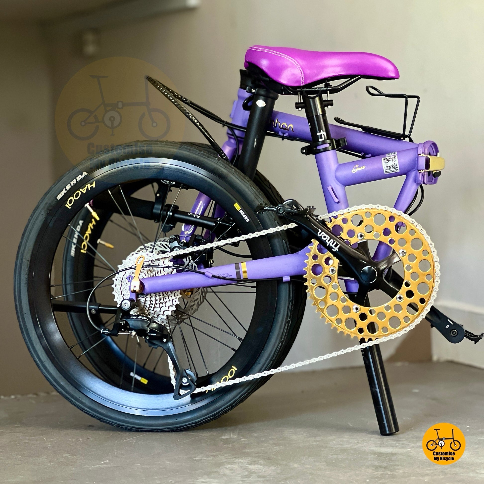 Basikal Lipat Fnhon Gust 22 Inci Velvet Purple Shimano 9 Kelajuan Rangka Keluli
