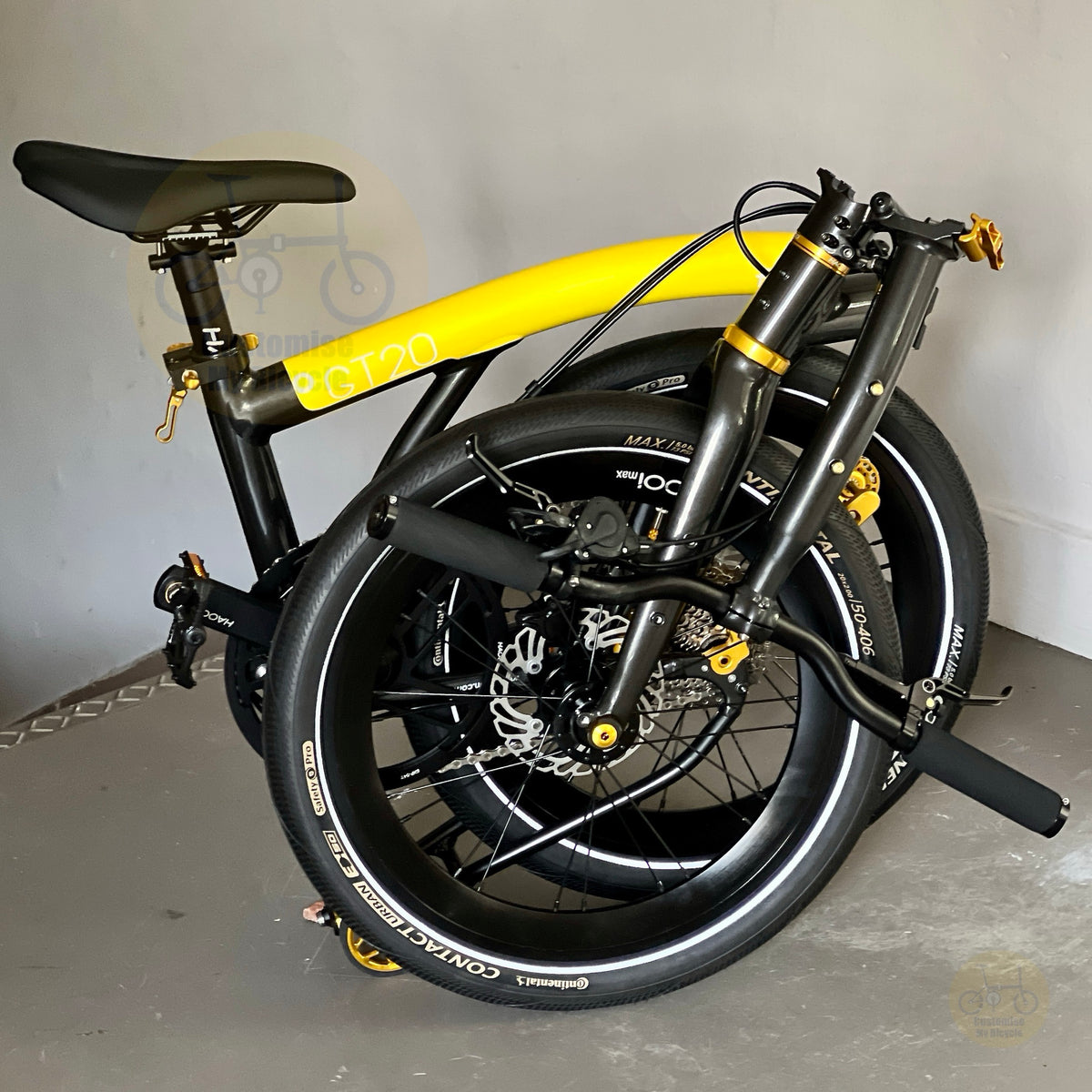 Fnhon GT20 Bumblebee premium 20 inch trifold foldable bicycle overall view for Singapore commuting cycling and compact urban transportation