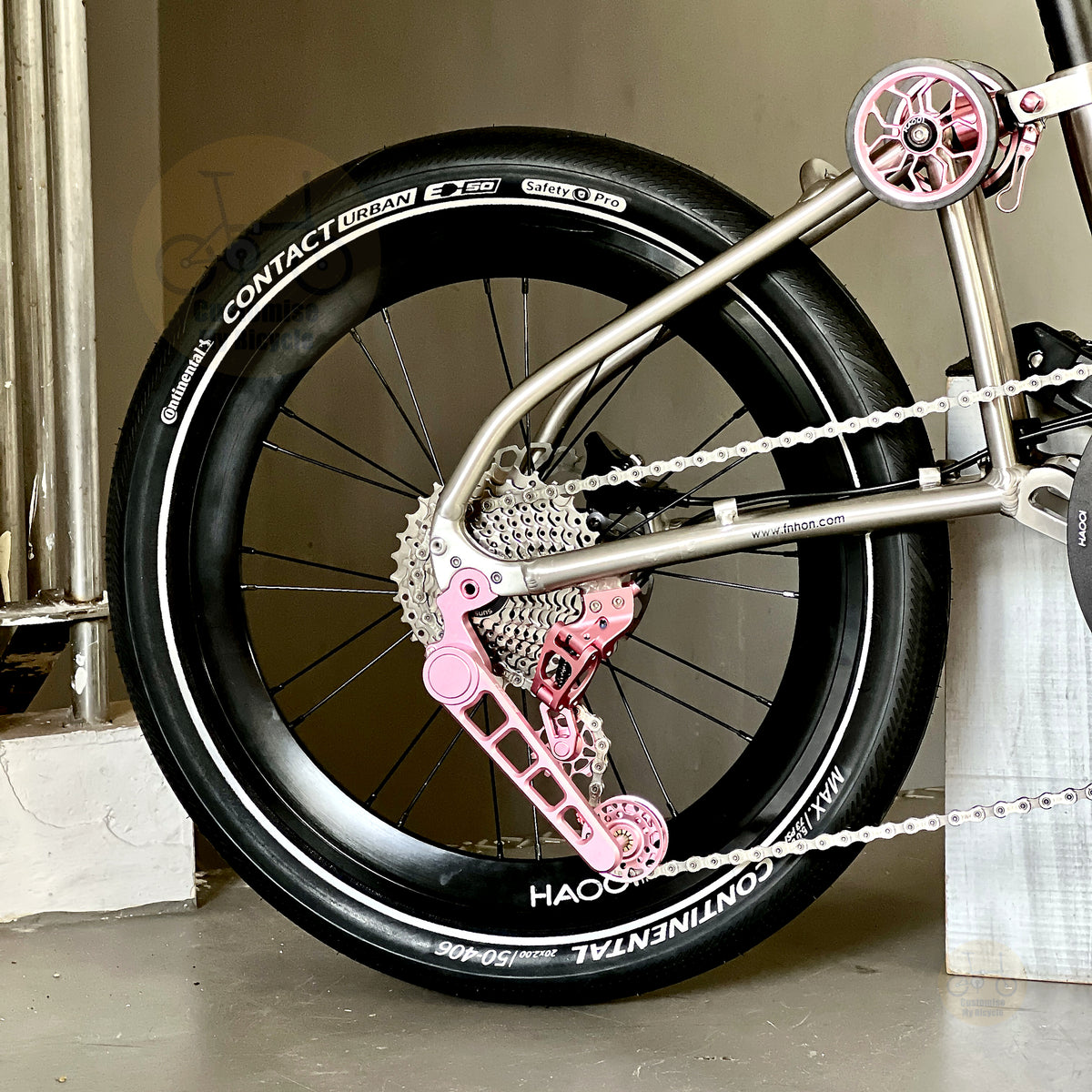Fnhon GT20 20" Metallic Titanium foldable bicycle with Dedicated 10 Gears
