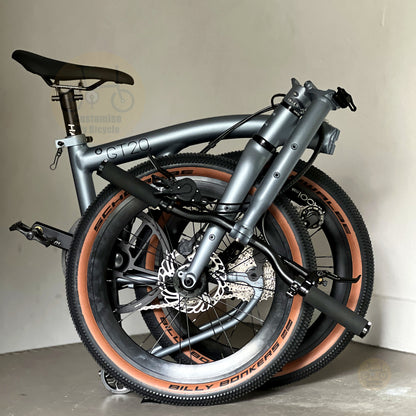 Fnhon GT20 20" Titanium Grey foldable bicycle with Dedicated 10 gears