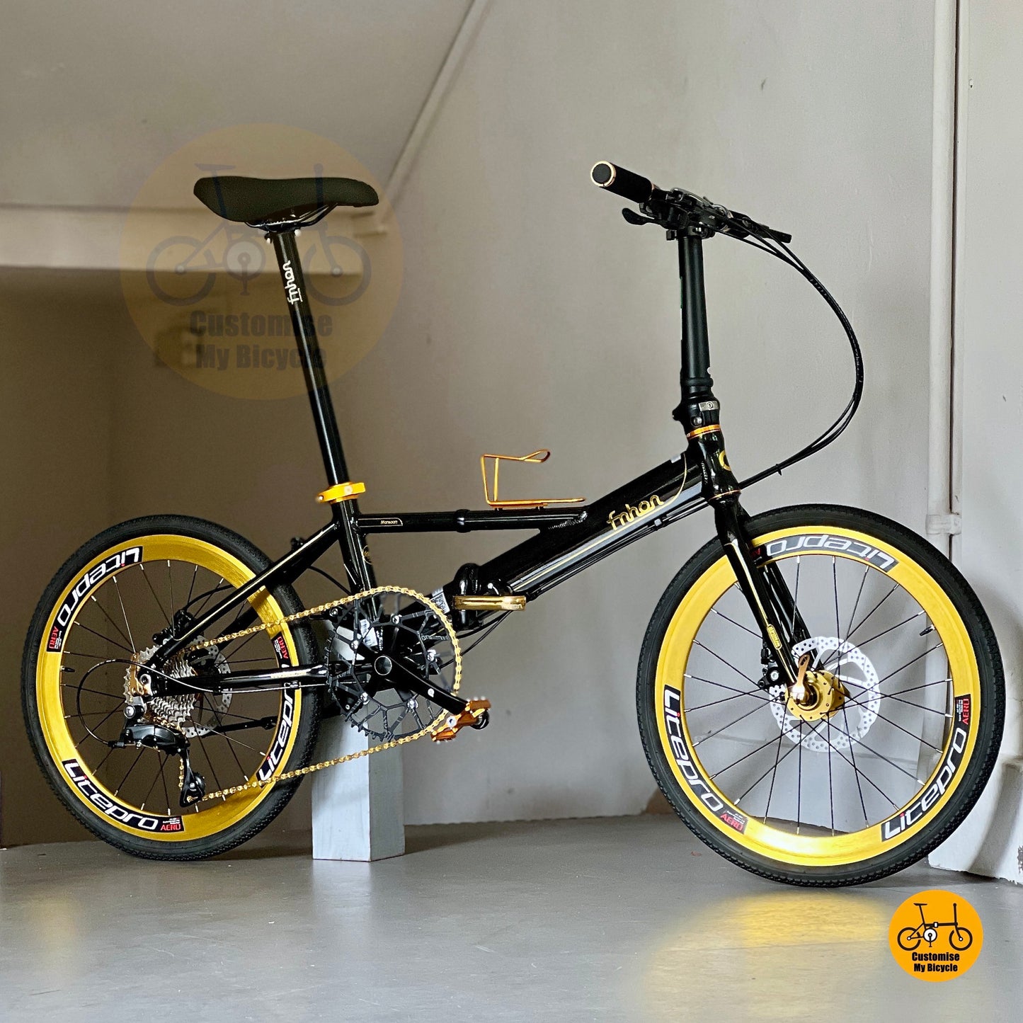 风行 Monsoon 22寸黑金折叠自行车禧玛诺9速铝合金Y车架