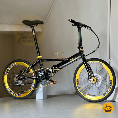 风行 Monsoon 22寸黑金折叠自行车禧玛诺9速铝合金Y车架