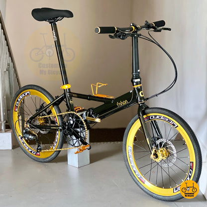 Fnhon Monsoon 22 Inch Double Bar Folding Bike with Disc Brakes and Litepro Wheels

