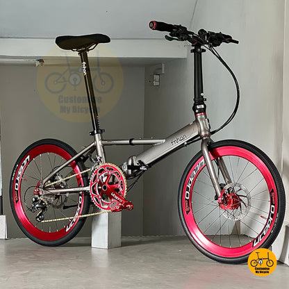 Fnhon Monsoon 22 inch Dolphin Grey folding bike full side view
