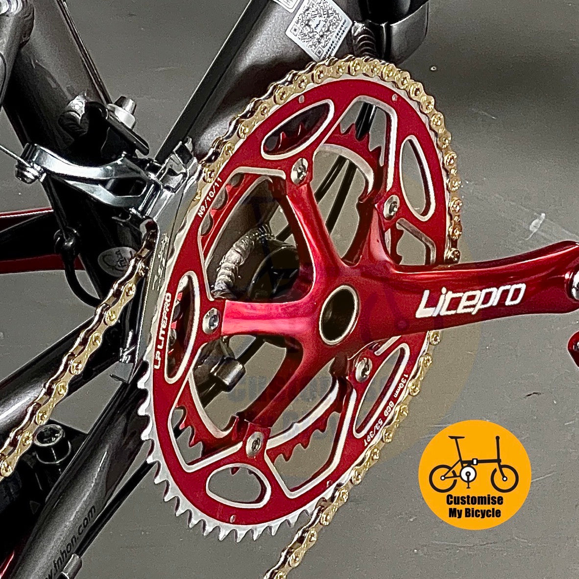 LITEPRO 53/39t double chainring close up detail
