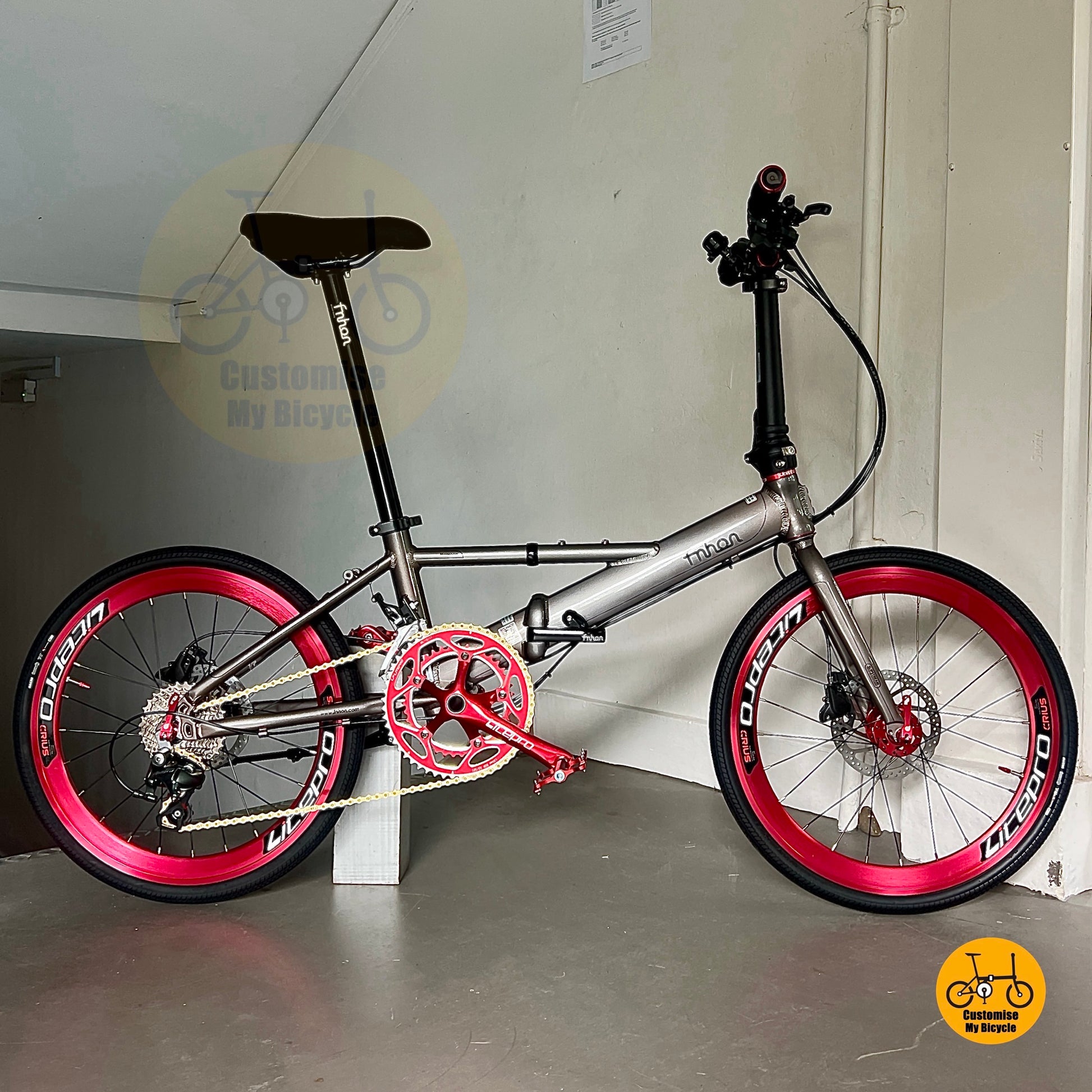 Fnhon Monsoon Dolphin Grey 22 Inch Folding Bike With Shimano 2x9 Speed And Hydraulic Disc Brakes
