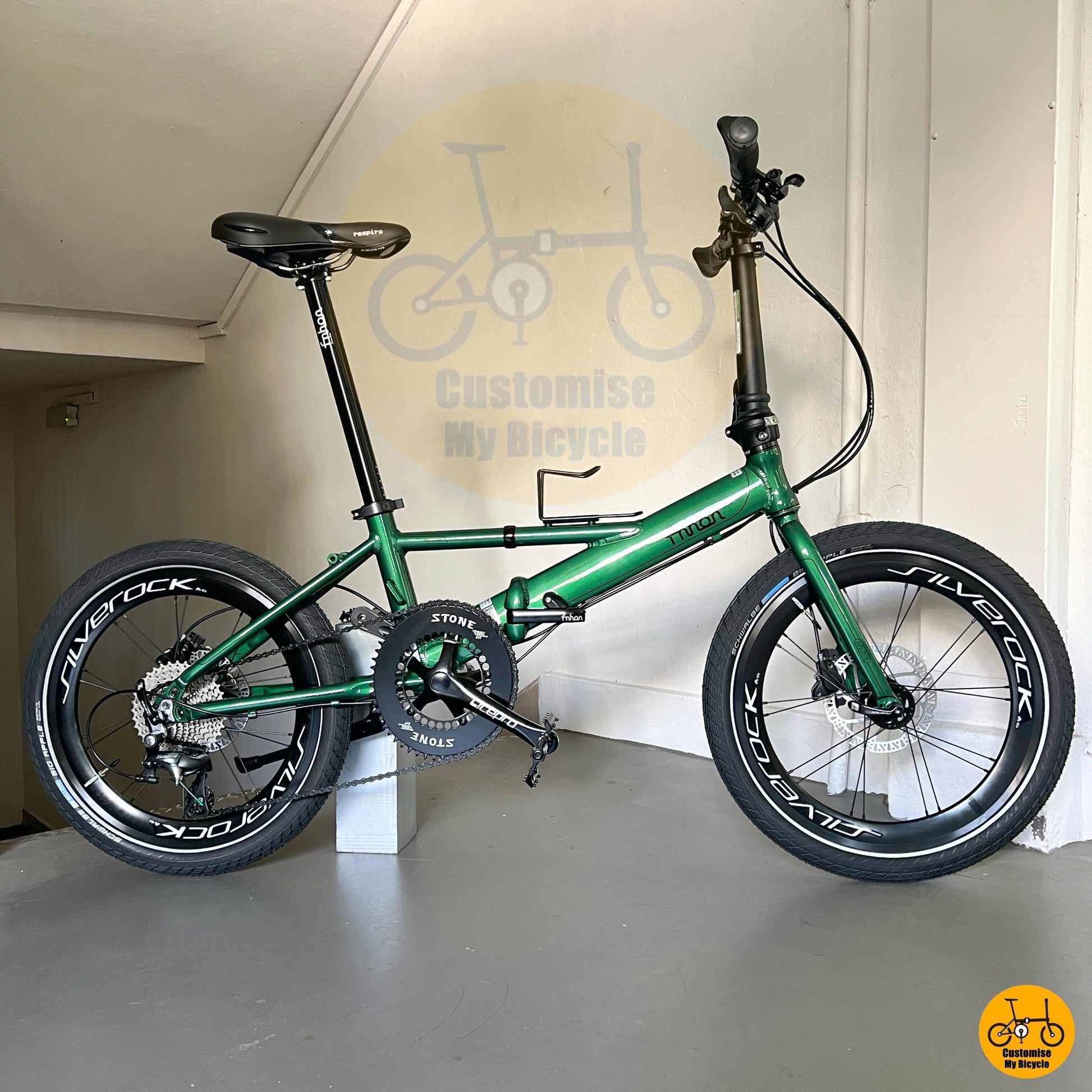 风行 Monsoon 20寸 折叠自行车 Emerald Green 禧玛诺10速 Tiagra 变速 Silverock 轮组世文大苹果 Schwalbe Big Apple 轮胎 城市通勤折叠车