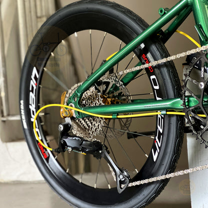 Fnhon Monsoon 22" Emerald Green foldable bicycle with Shimano 9 gears