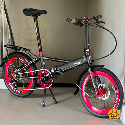 Basikal lipat untuk penghantar makanan 20 inci Fnhon Monsoon Shimano 9 kelajuan  
