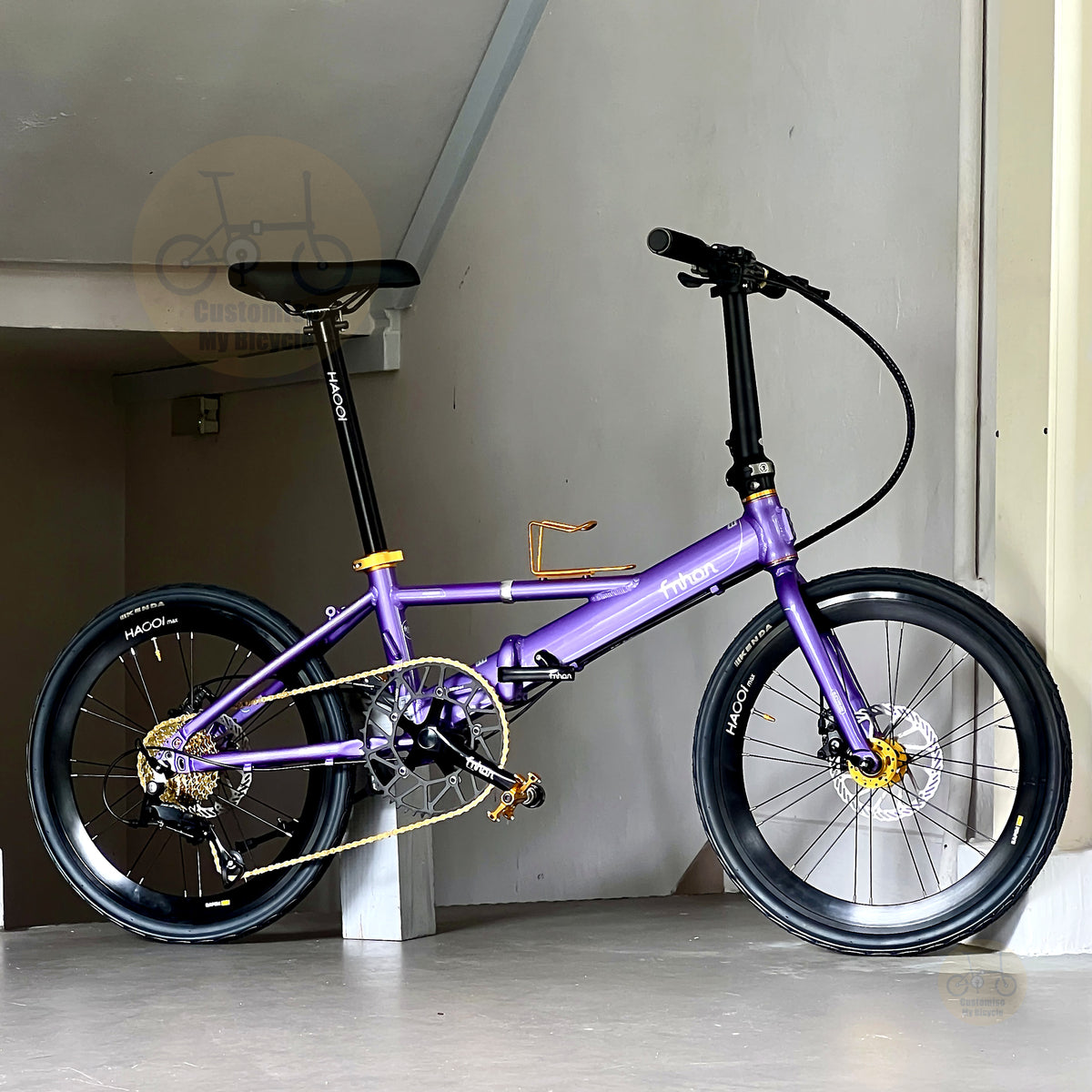 Sepeda lipat Fnhon Monsoon 22 inch warna Lavender Purple dengan Shimano 9 gears desain ringan dan ringkas