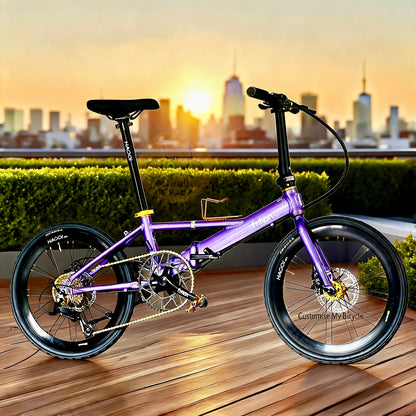 Fnhon Monsoon 22" Lavender Purple lightweight folding bike with Shimano 9 gears