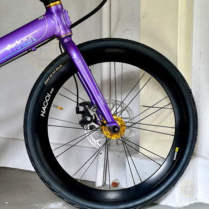 Fnhon Monsoon 22" Lavender Purple foldable bicycle with Shimano 9 gears