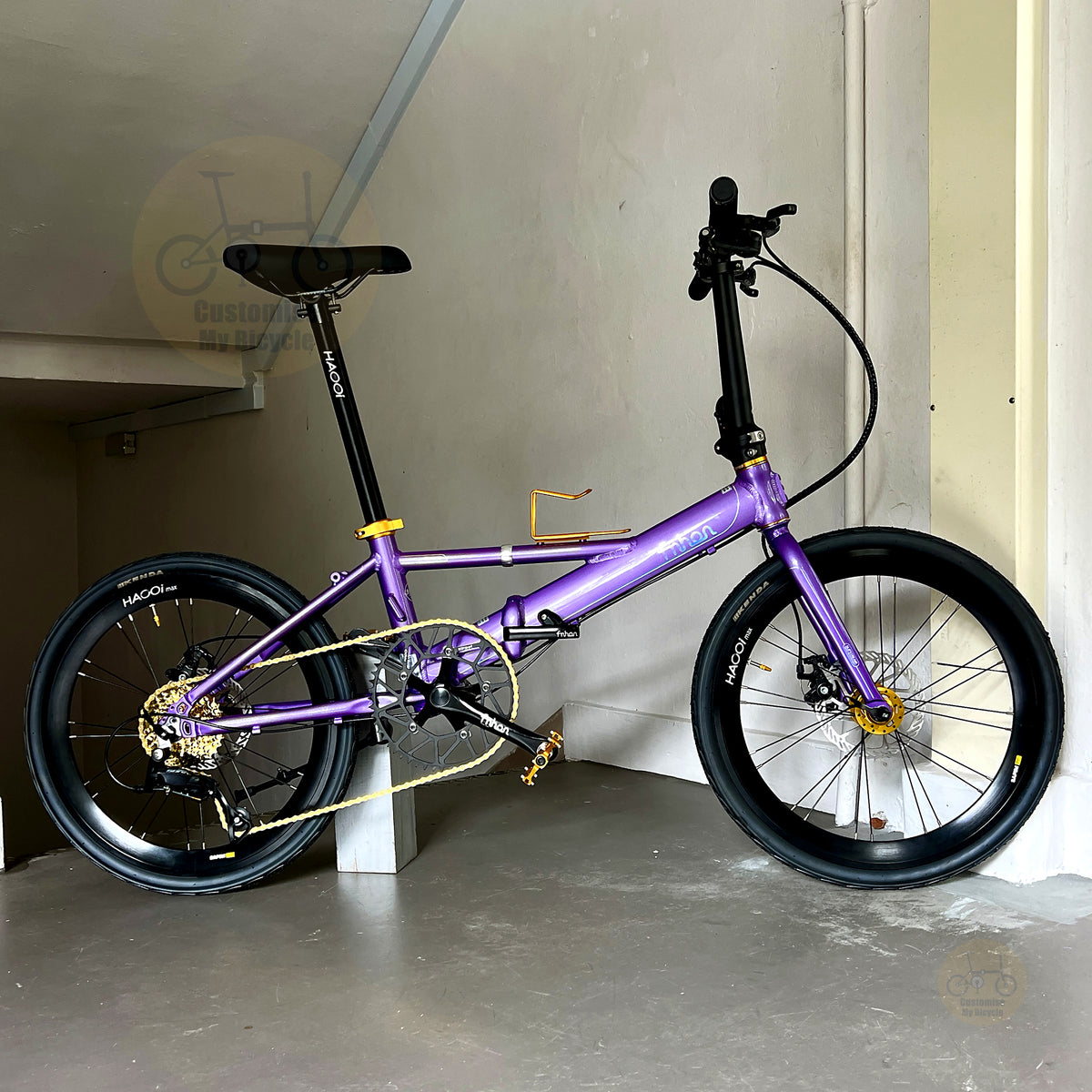 Sepeda lipat Fnhon Monsoon 22 inch warna Lavender Purple dengan Shimano 9 gears desain ringan dan ringkas