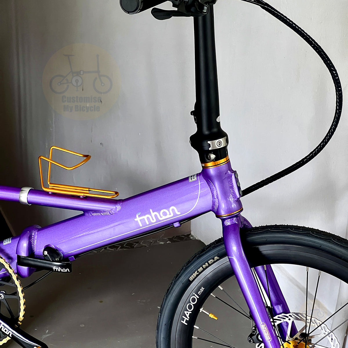 Fnhon Monsoon 22" Lavender Purple folding bike frame material colour detail