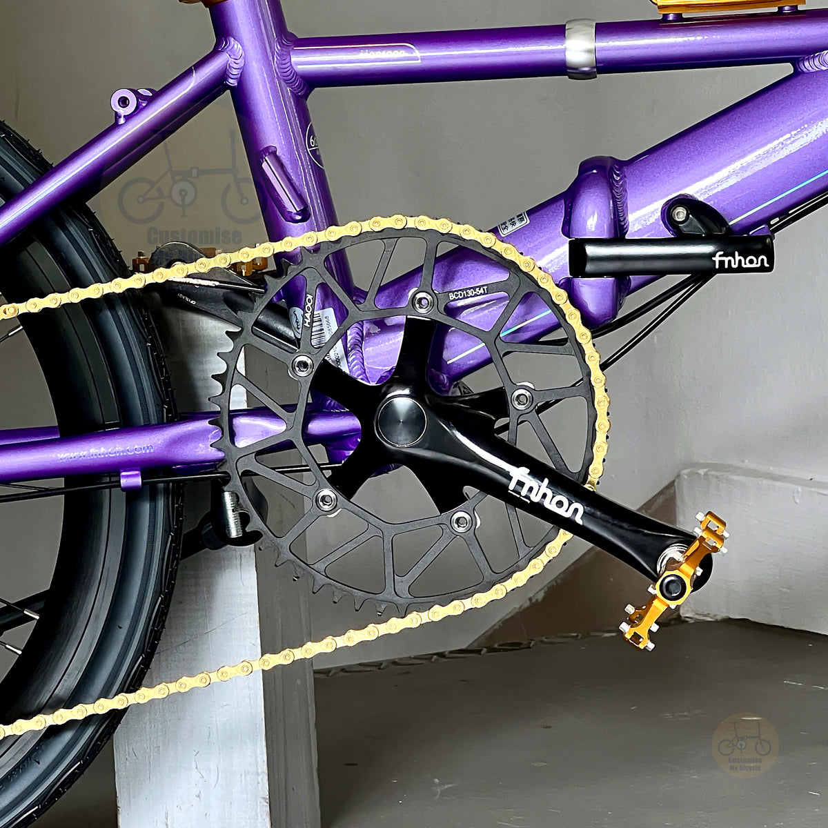 Fnhon Monsoon 22" Lavender Purple folding bike frame material colour detail