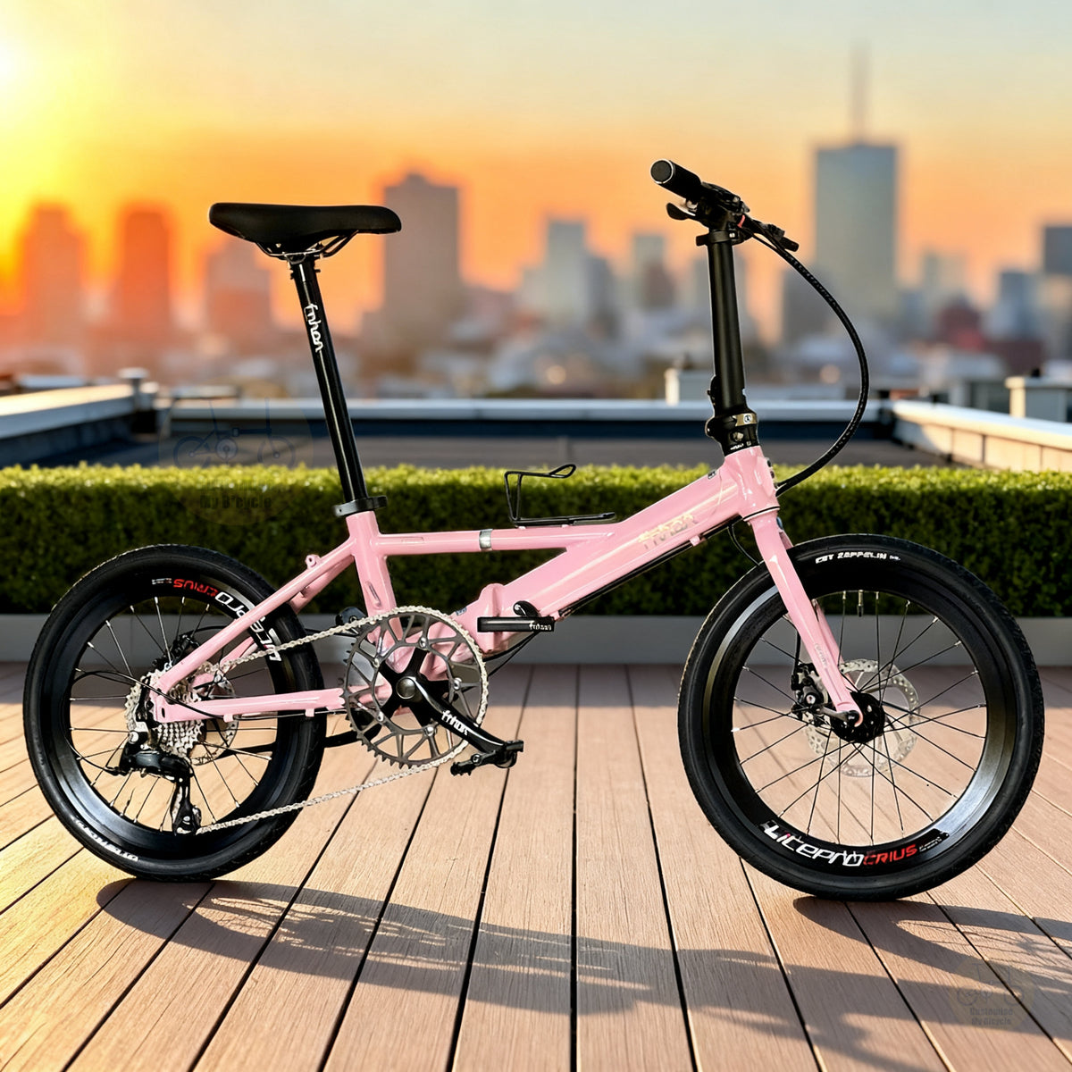Fnhon Monsoon 20" Baby Pink lightweight folding bike with Shimano 9 gears