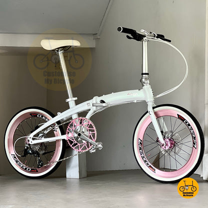 风行海豚车架 dg349 20寸 折叠车 梦幻白 禧玛诺9速 铝合金轻量化定制 