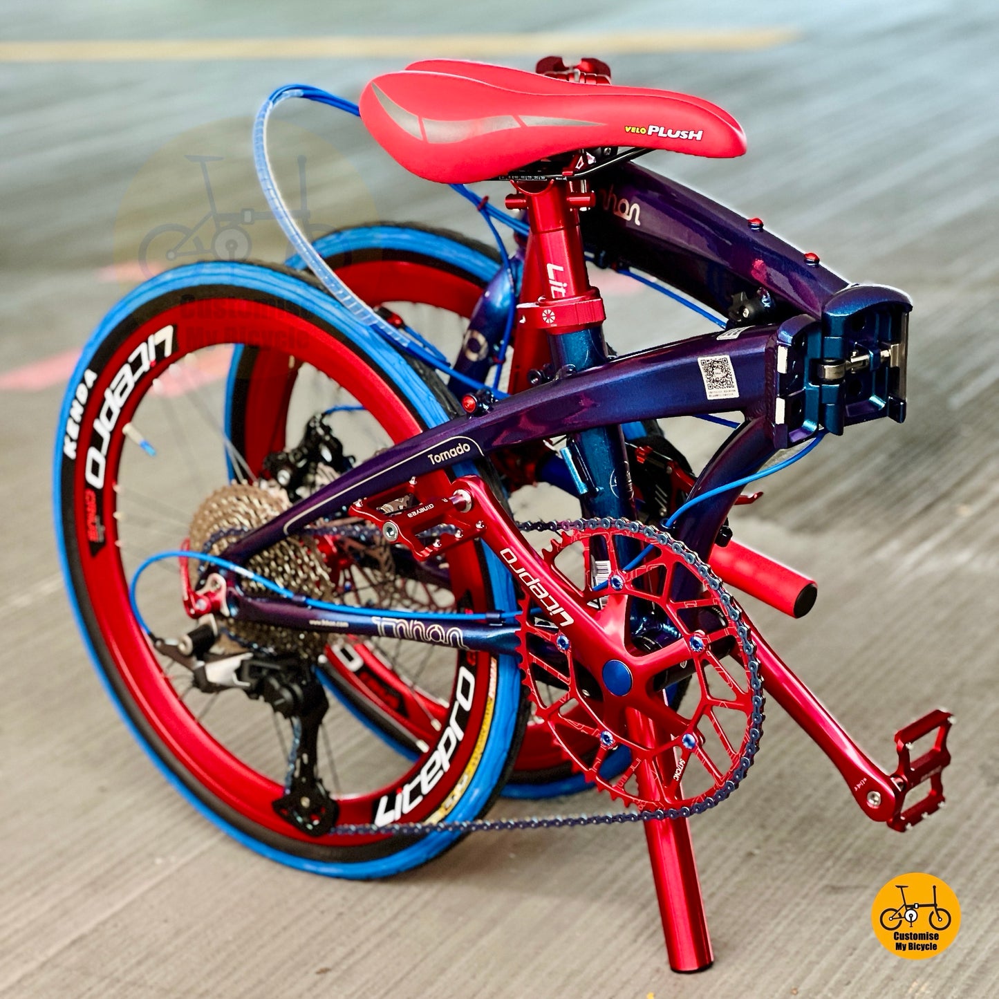 Folding Bike Fnhon Tornado 22 Inch Chameleon Blue Shimano M4100 10 Speed Foldable Bicycle With Lightweight Aluminium Frame
