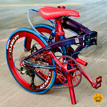 Folding Bike Fnhon Tornado 22 Inch Chameleon Blue Shimano M4100 10 Speed Foldable Bicycle With Lightweight Aluminium Frame
