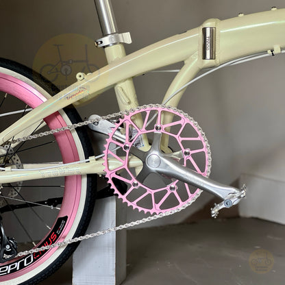Fnhon Tornado 22" Beige folding bike frame material colour detail