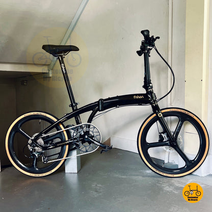 Fnhon Tornado 22 Inch Black Gold Folding Bicycle Shimano 10 Gears Hydraulic Disc Brake Carbon Wheels Lightweight Urban Foldie