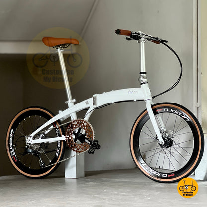 Sepeda Lipat Fnhon Tornado 22 Inci Shimano 9 Kecepatan Warna Putih Dreamy
