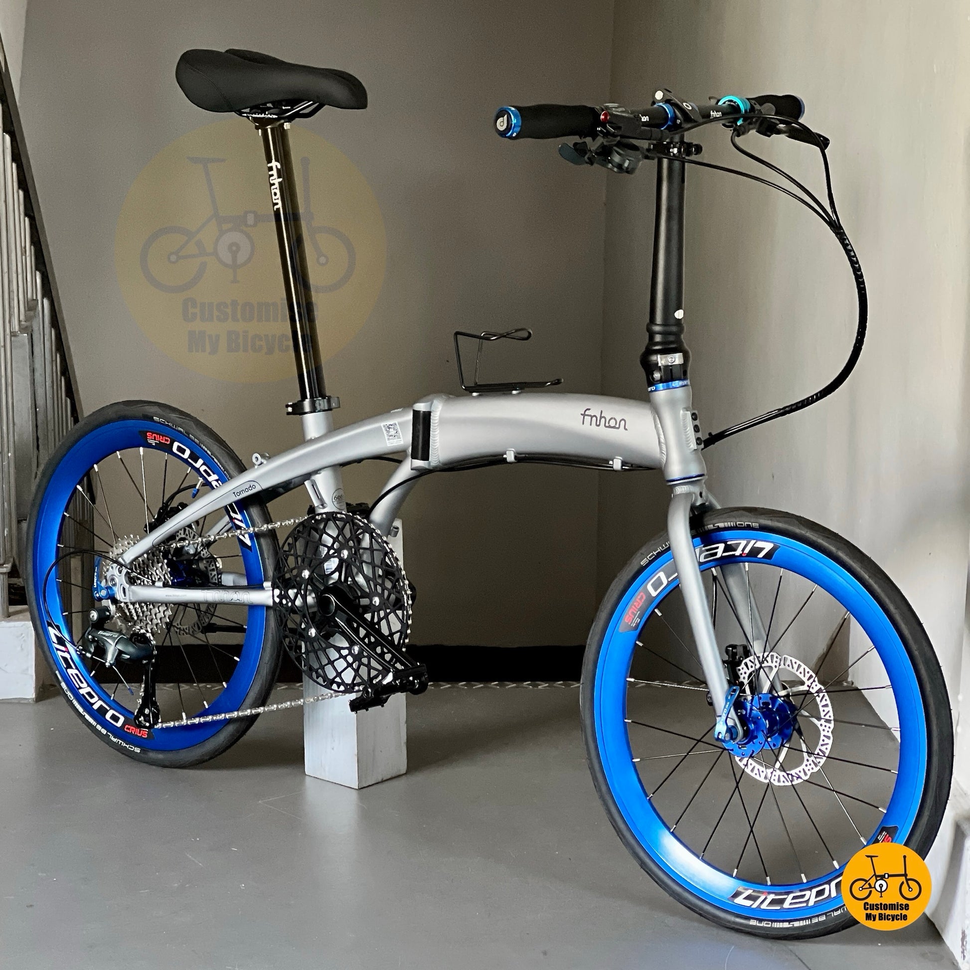 Fnhon Tornado Folding Bike 22 inch Shimano Tiagra R4700 Battleship Grey Aluminium Frame
