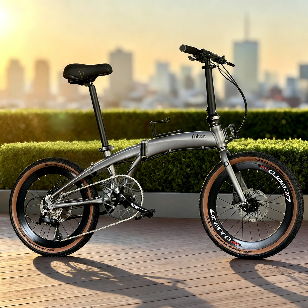 Fnhon Tornado 20" Carbon Grey lightweight folding bike with Shimano 9 gears