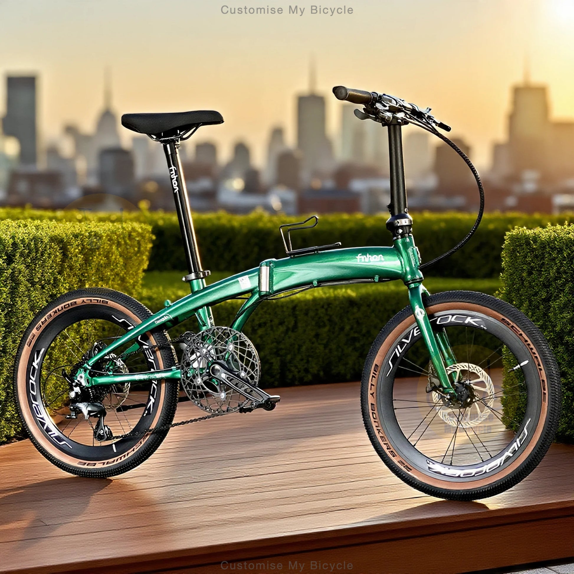 Folding Bike Fnhon Tornado 20 Inch Emerald Green Shimano 10 Gears Hydraulic Disc Brake Billy Bonkers Tyres Lightweight Foldable Bicycle