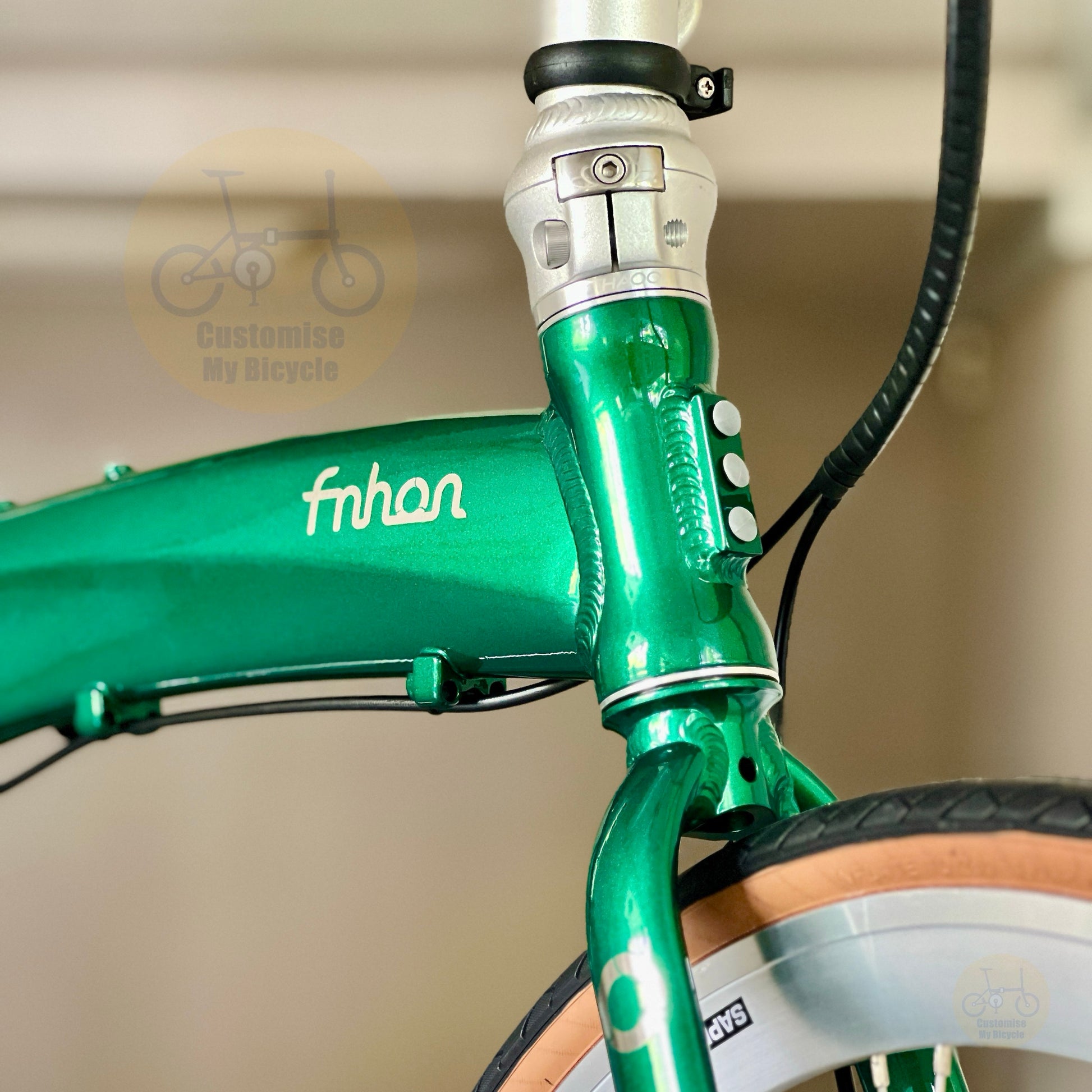 Fnhon Tornado 22 inch folding bike rear three quarter view emerald green frame