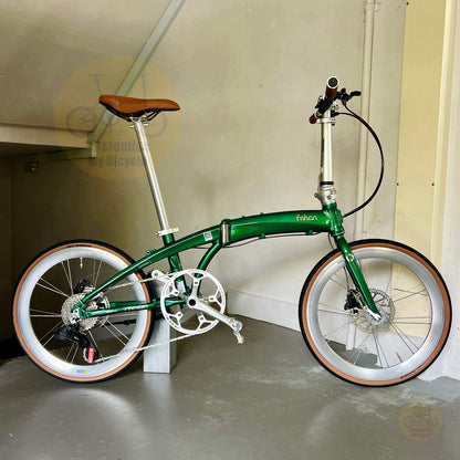 Fnhon Tornado 22 inch emerald green folding bicycle overall higher front angle