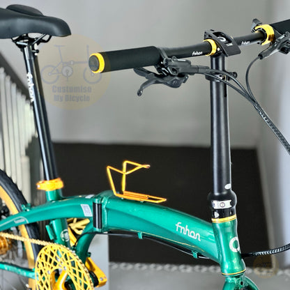 Fnhon Tornado Emerald Green folding bike with customised comfy saddle
