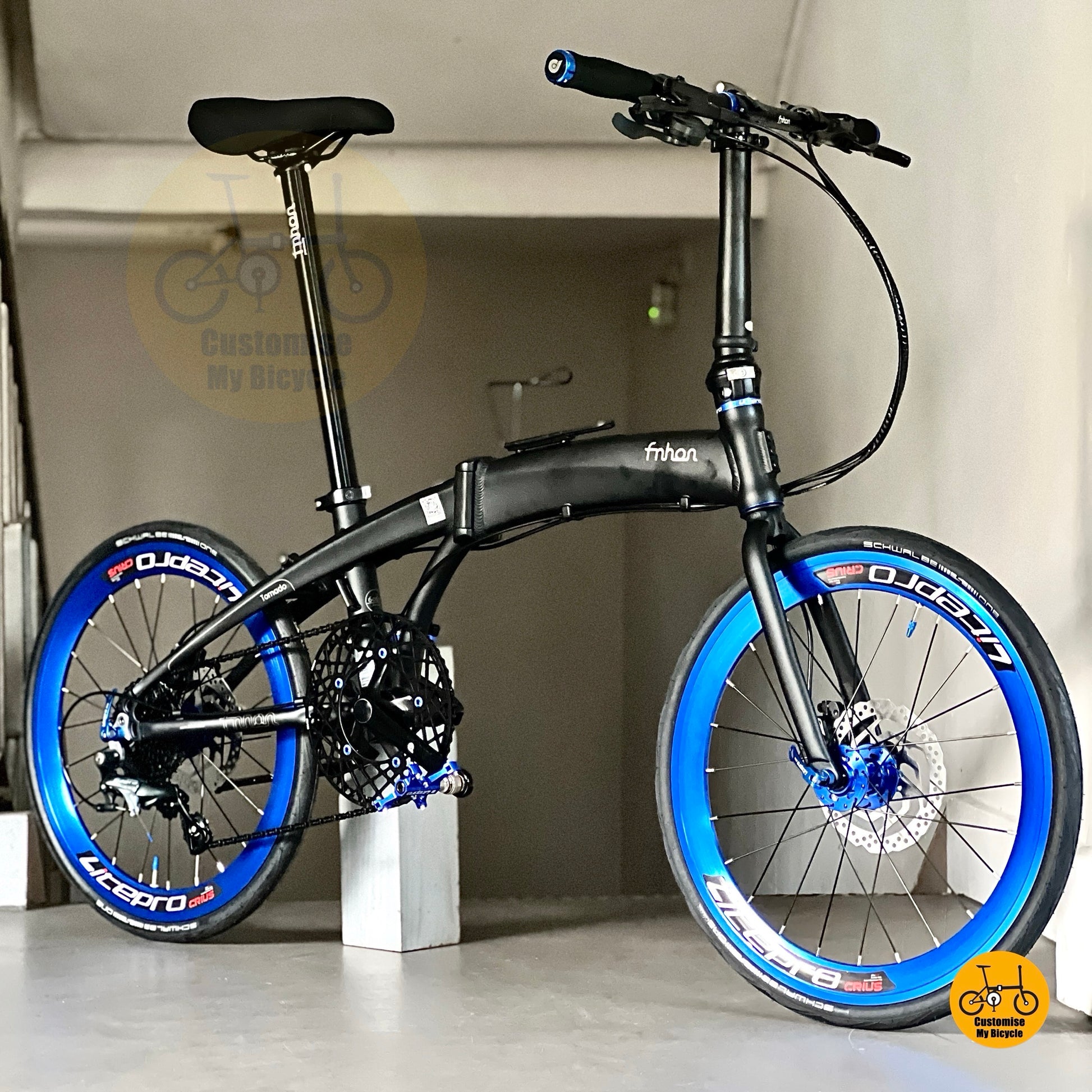 Fnhon Tornado 22 Inch Lightweight Aluminium Folding Bike Matte Black Urban Performance
