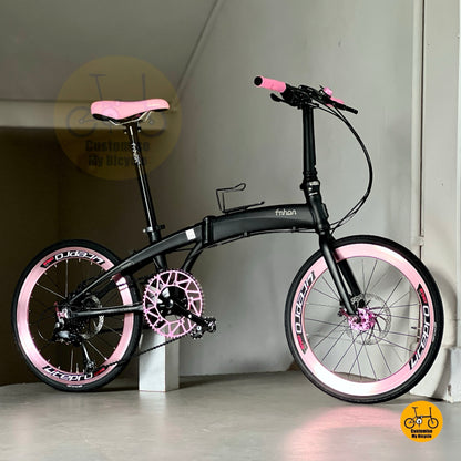 Sepeda Lipat Fnhon Tornado 22 Inci Shimano 9 Kecepatan Rangka Aluminium Ringan
