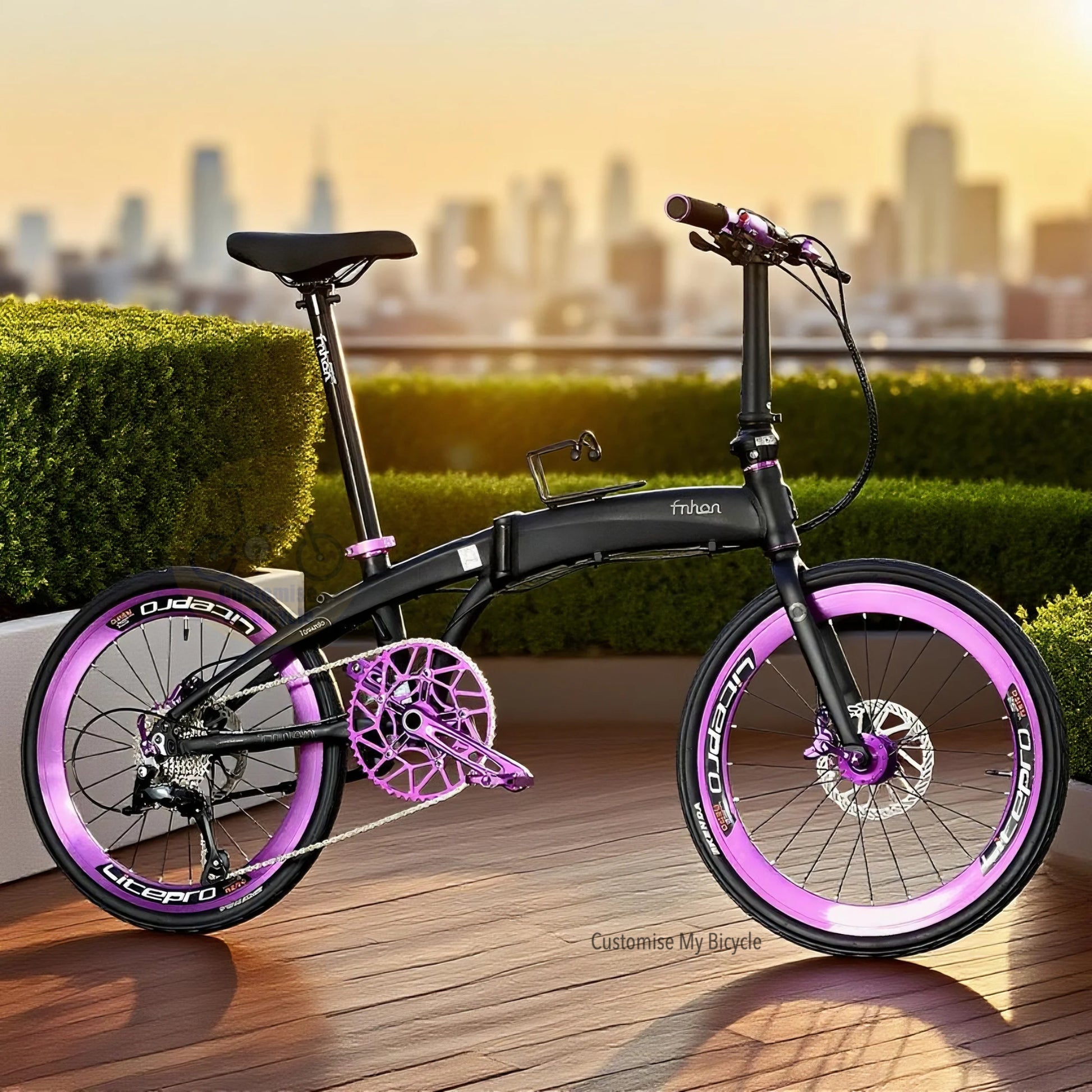 Folding Bike Fnhon Tornado 22 inch Matte Black Shimano 9 Speed Lightweight Aluminium Foldable Bicycle Singapore
