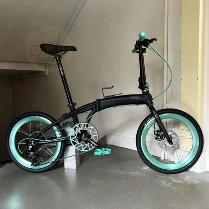Basikal lipat Fnhon Tornado 20 inch warna Matte Black dengan Shimano 9 gears reka bentuk ringan dan kompak