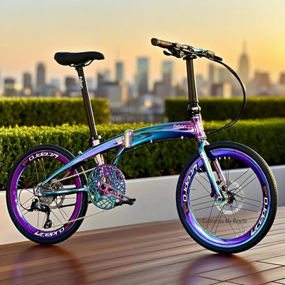 Fnhon Tornado 22 Inch Folding Bike Oil Slick Shimano 9 Gears Aerodynamic Aluminium Frame Singapore
