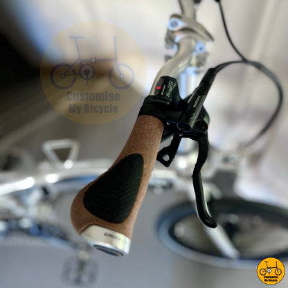 Ergonomic Ergon Biokork grips on folding bike  
